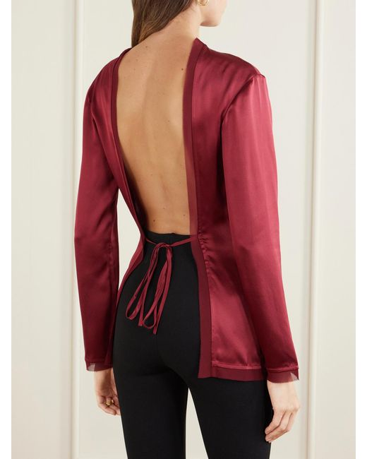 TOVE Red Beau Knotted Silk Blouse