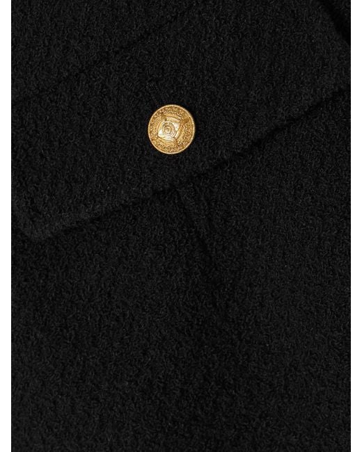 Chloé Black Button-Embellished Wool-Blend Bouclé Mini Skirt