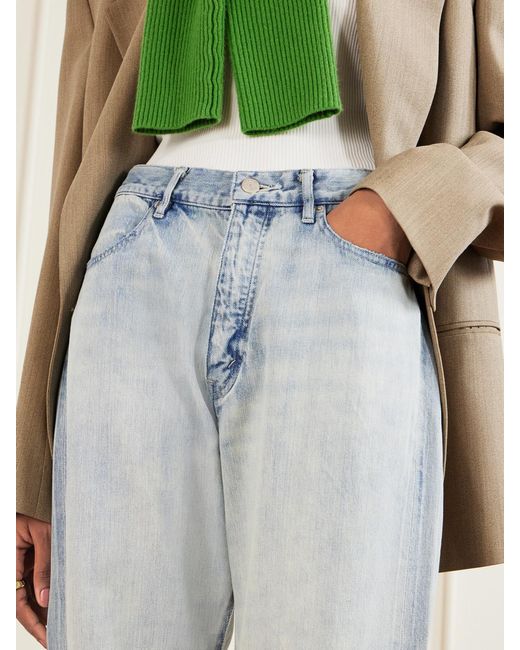 Auralee Blue Distressed Wide-Leg Jeans