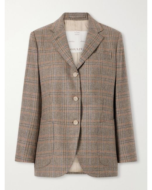 Giuliva Heritage Brown The Andrea Prince Of Wales Wool And Cashmere-Blend Blazer