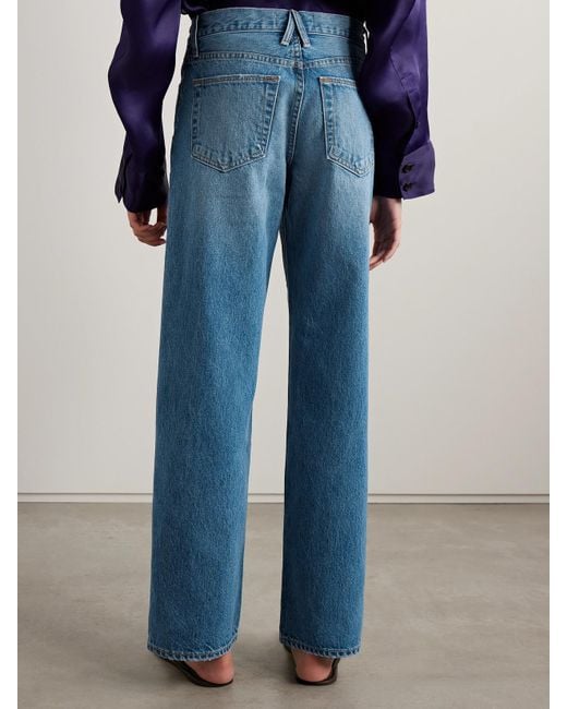 SLVRLAKE Denim Blue Jazmine Mid-Rise Straight-Leg Jeans