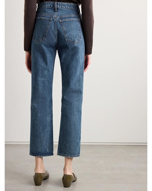 Khaite Blue Abigail Cropped High-Rise Straight-Leg Jeans