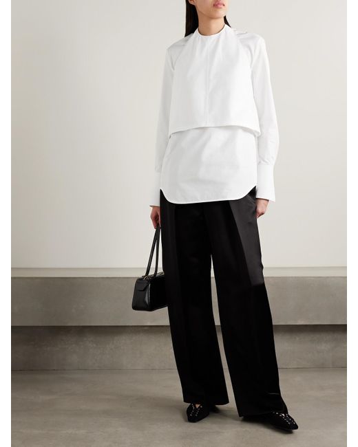 Wardrobe NYC White Convertible Layered Buckled Cotton-Poplin Shirt