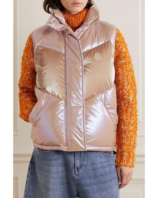 Moncler Pink Faucille Quilted Metallic Shell Down Vest