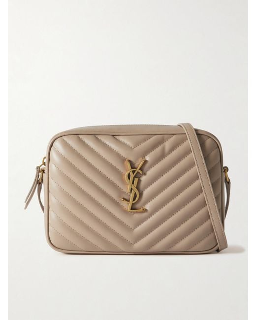 Saint Laurent Natural Lou Mittelgroße Schultertasche Aus Gestepptem Leder