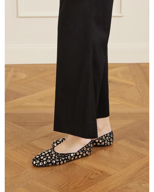 Khaite White Jane Studded Suede Flats