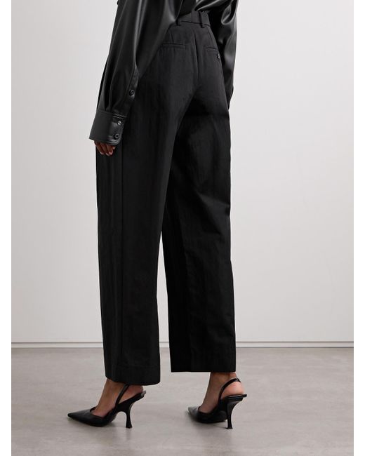 Wardrobe NYC Black Pleated Cotton-Blend Twill Wide-Leg Pants