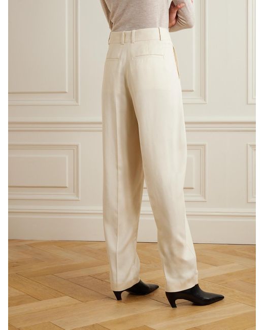 Joseph White Germain Pleated Twill Tapered Pants
