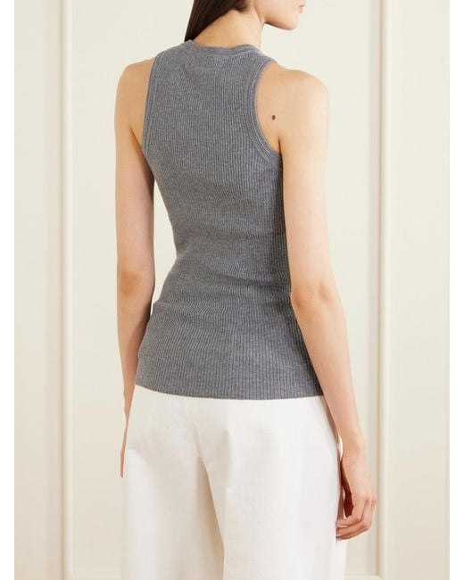Lisa Yang Gray Amaya Cotton And Cashmere-Blend Tank Top