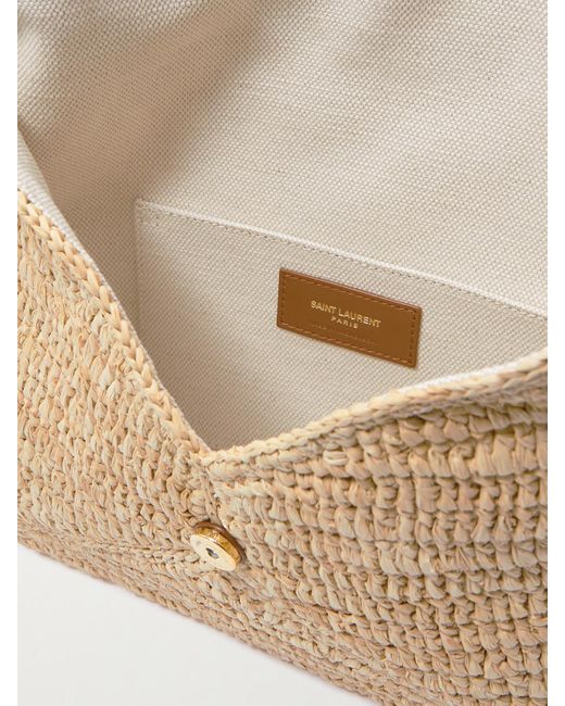 Saint Laurent Natural Cassandre Raffia Clutch