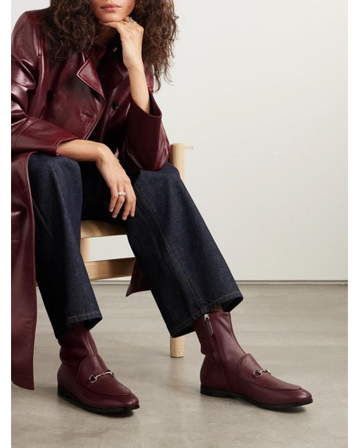 Gucci Brown Jordaan Horsebit-Detailed Leather Ankle Boots