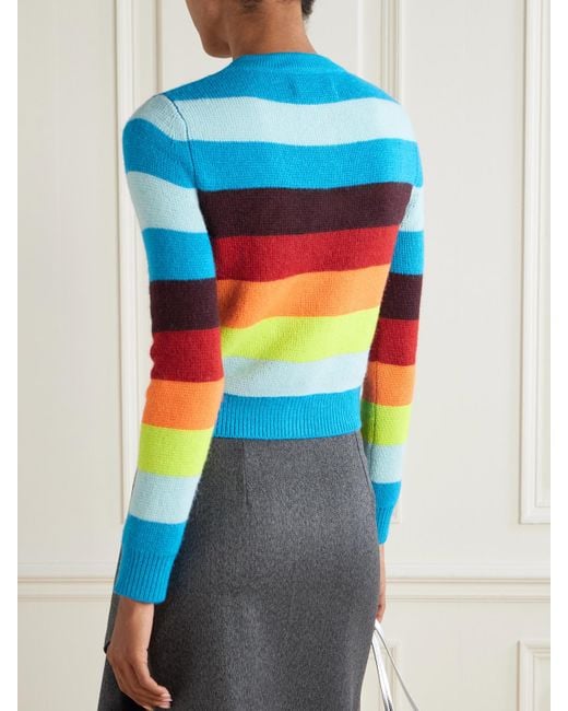 Christopher John Rogers Blue Striped Knitted Cardigan