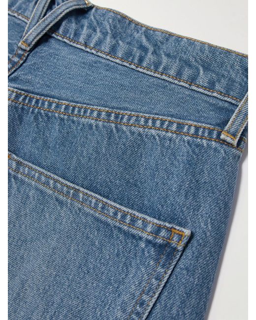 Veronica Beard Blue Taylor Frayed High-Rise Wide-Leg Jeans