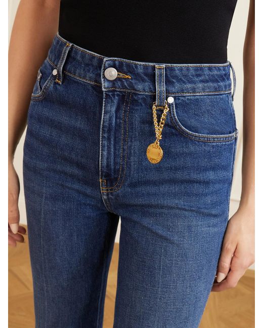 Stella McCartney Blue Mid-Rise Cropped Flared Jeans