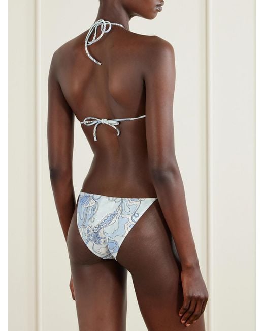 Emilio Pucci Blue Printed Triangle Bikini Top