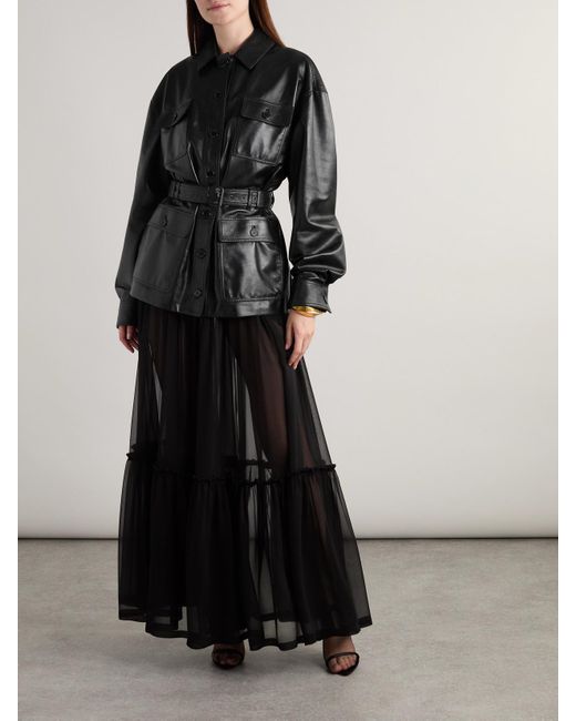 Saint Laurent Black Belted Leather Jacket