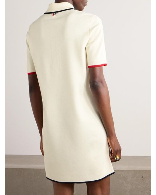 Thom Browne Natural Milano Striped Knitted Wool Mini Dress