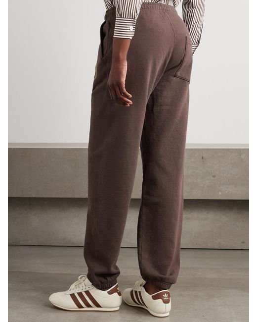 Sporty & Rich Brown Le Bristol Paris Crest Printed Cotton-Jersey Sweatpants