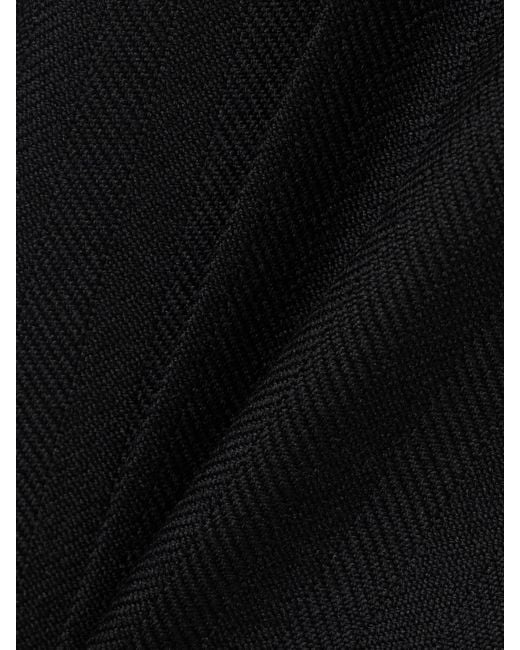Tom Ford Black Herringbone Wool Straight-Leg Pants
