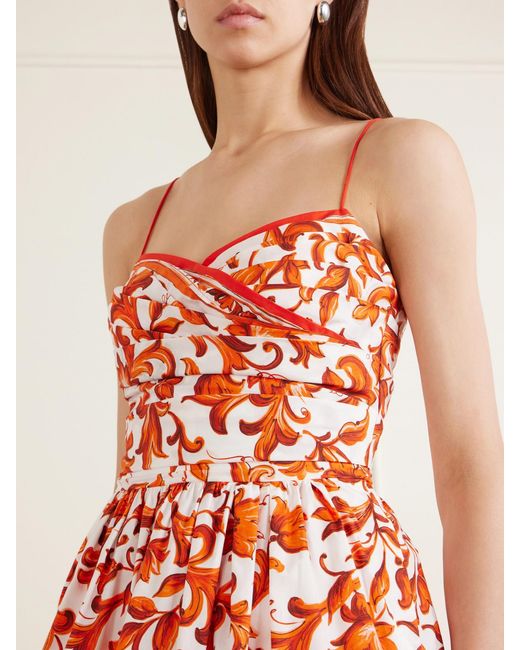 Dolce & Gabbana Red Printed Cotton-Poplin Mini Dress