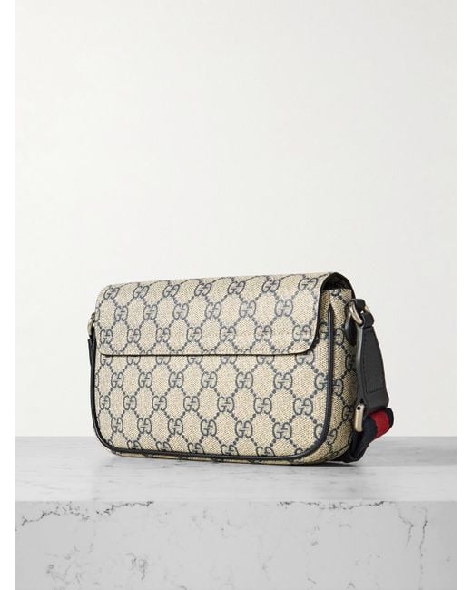 Gucci Natural Ophidia Leather-Trimmed Printed Coated-Canvas Shoulder Bag