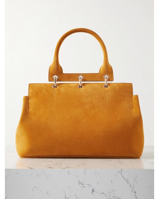 Gabriela Hearst Orange Amethyst Kleine Tote Aus Veloursleder Mit Verzierung