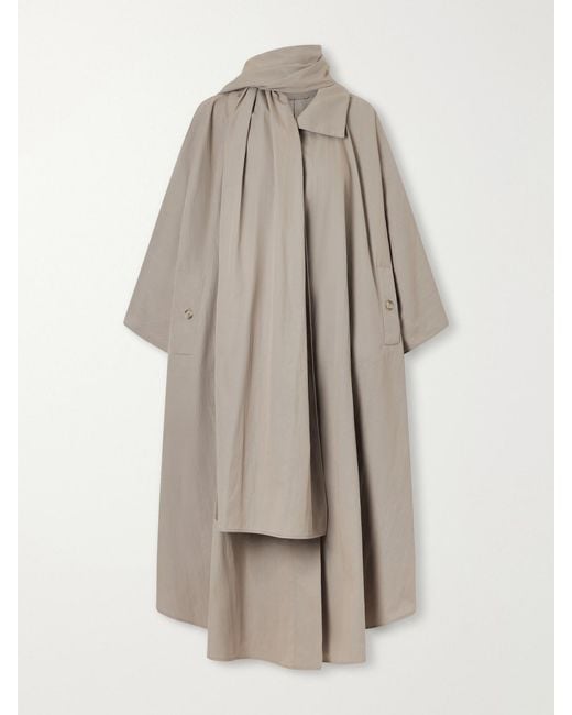Magda Butrym Natural Scarf-Detailed Cotton-Blend Trench Coat