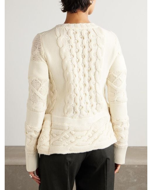 Sacai Natural Zopfstrickpullover Aus Wolle