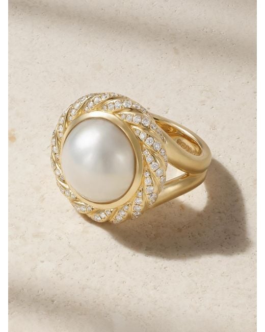 Bague En Or 18 Carats (750/1000) Diamants Et Perle David Yurman en coloris Natural