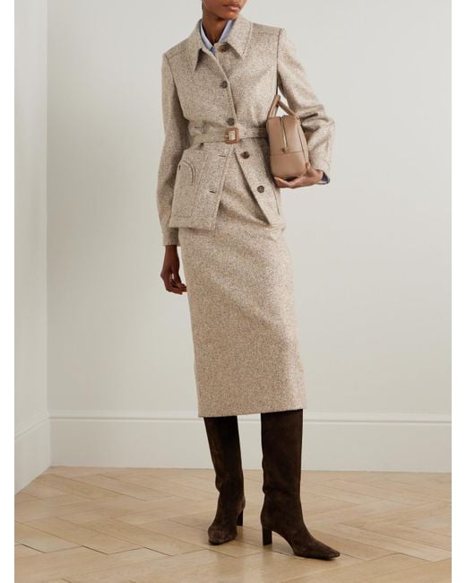 Blazé Milano Natural Sussex Alpaca And Wool-Blend Midi Skirt