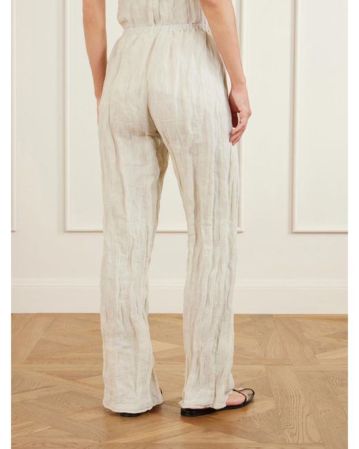 Rohe Natural Crinkled Cotton-Blend Wide-Leg Pants