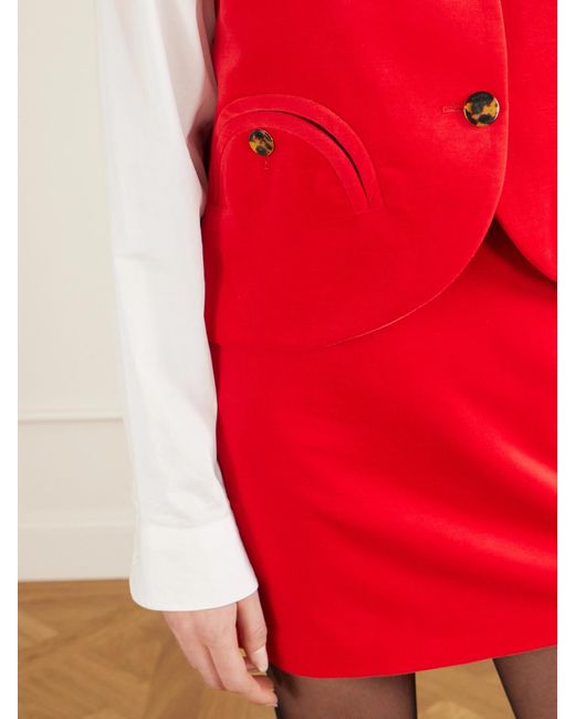 Blazé Milano Red Jealousy Gliss Cotton And Linen-Velvet Vest
