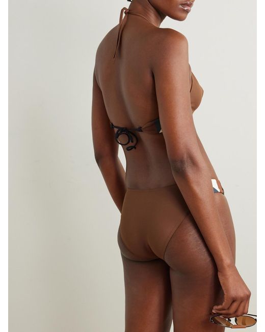 Eres Brown Cubisme Patchwork Triangle Bikini Top