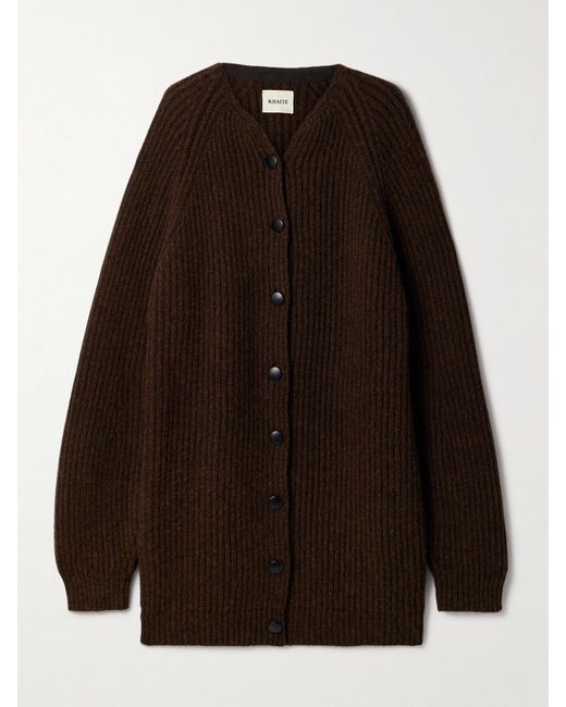 Khaite Brown Jina Oversized-Cardigan Aus Geripptem Kaschmir
