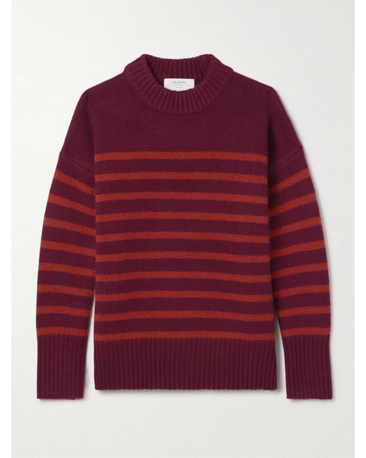 La Ligne Red Marin Striped Wool And Cashmere-Blend Sweater