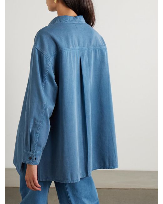 Lemaire Blue Twisted Hemd Aus Vorgewaschenem Baumwoll-Twill