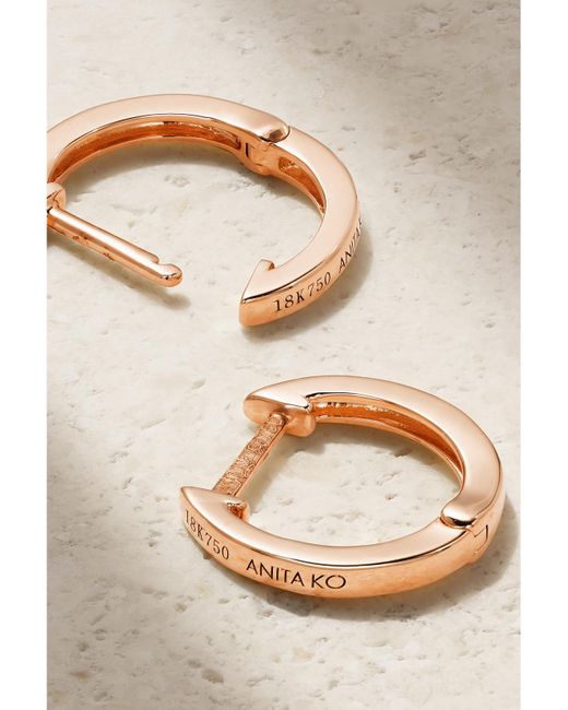 Anita Ko Natural Huggies 18-karat Rose Gold Hoop Earrings