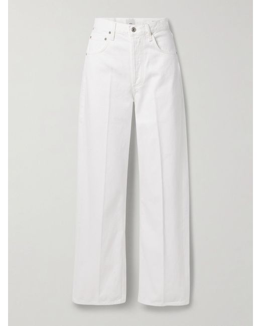 Citizens of Humanity White Argent Ayla Baggy Hoch Sitzende Jeans Mit Weitem Bein