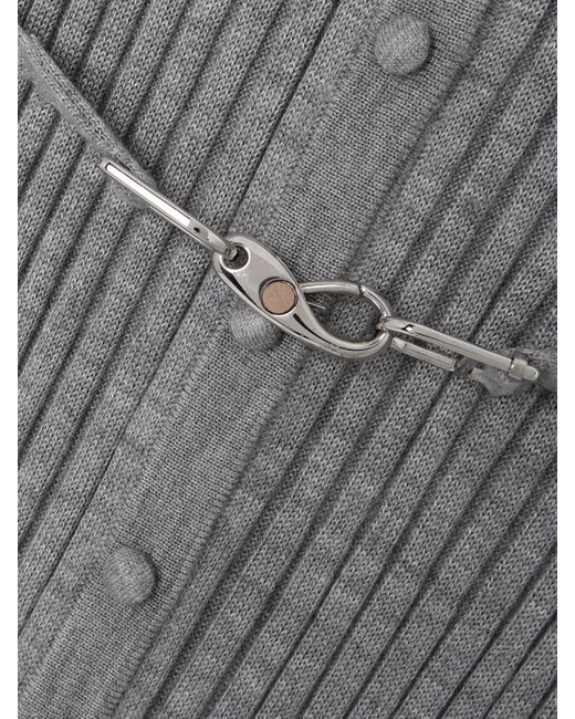 Gabriela Hearst Gray Tenes Belted Ribbed Silk And Cashmere-Blend Midi Dress