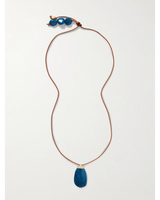 Dinosaur Designs White River Rock-Plated, Resin And Leather Necklace