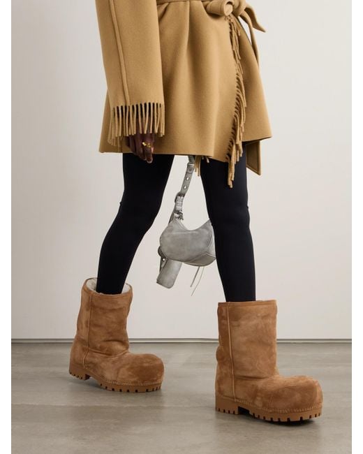 Balenciaga Brown Alaska Stiefel Aus Veloursleder Mit Shearling-Futter