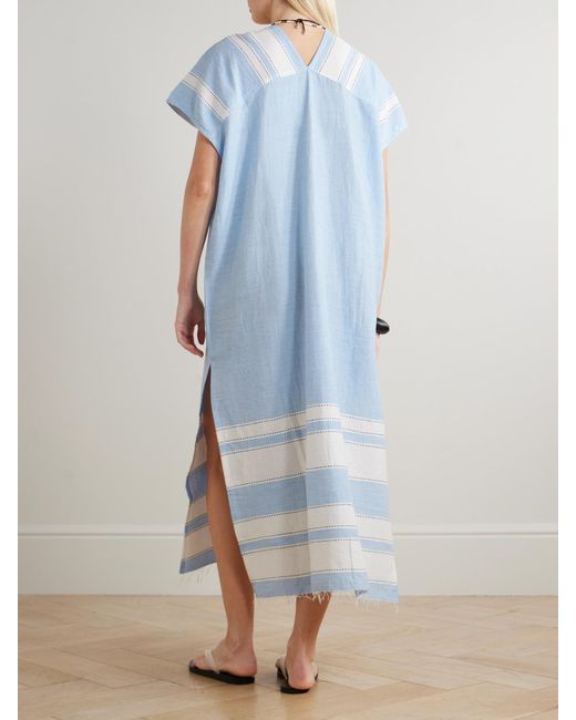 Robe Longue En Coton Mélangé À Rayures Gasira Lemlem en coloris Blue