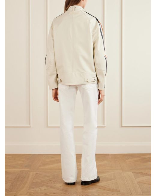 Marni Natural Belted Striped Leather Jacket