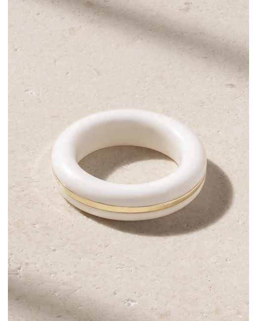 BY PARIAH Natural The Essential Stacking Ring Mit Achat Und Details Aus Recyceltem 14 Karat