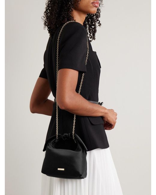 Aquazzura Black Bow Tie Mini Satin Tote