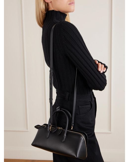 Alaïa Black Delta Leather Small Shoulder Bag