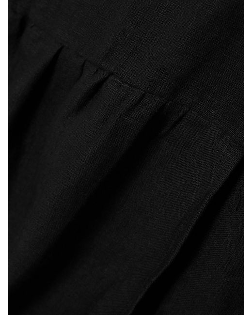 Deiji Studios Black Pyjama Aus Leinen Mit Raffungen