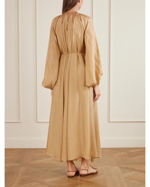 Zimmermann Natural Mahon Embellished Silk Maxi Dress