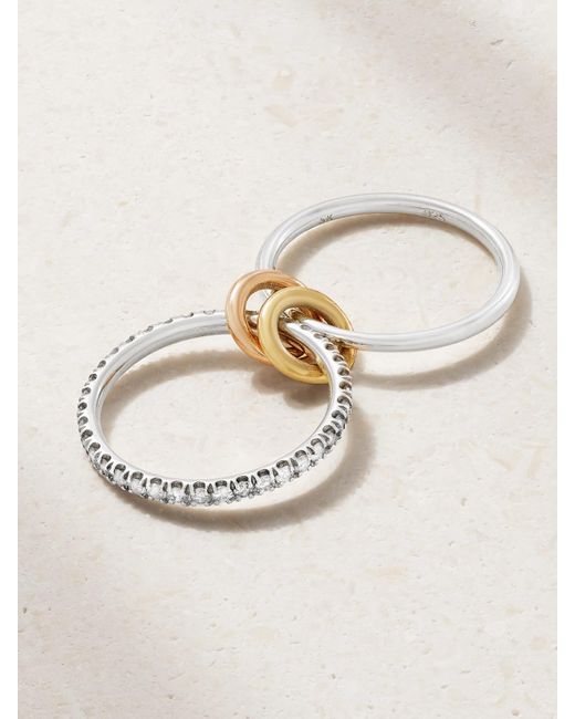 Spinelli Kilcollin Metallic Marigold Set Of Two Sterling And 18-Karat And Rose Diamond Rings