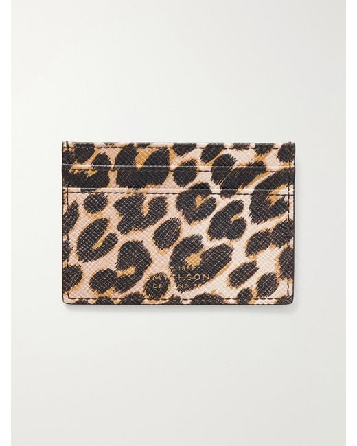 Smythson Metallic Panama Leopard-Printed Leather Cardholder